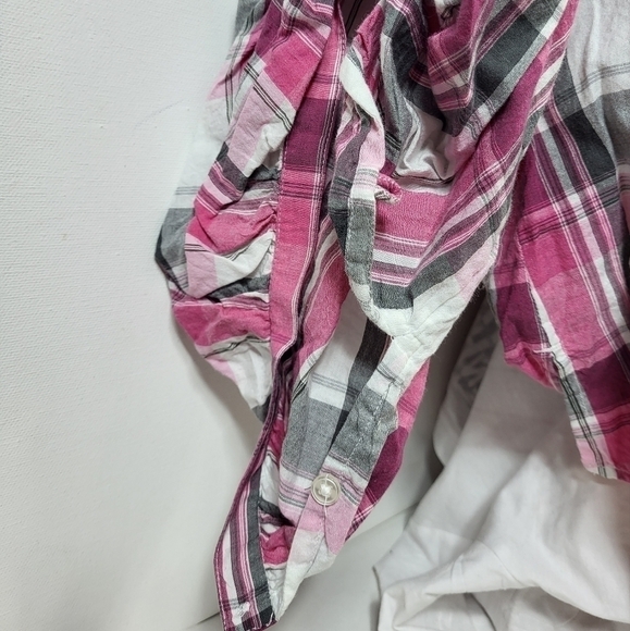 Lane Bryant Pink Plaid Long Blouse - Picture 7 of 8